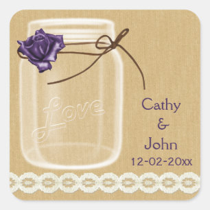 Sticker Carré enveloppes de bocal en rose violet