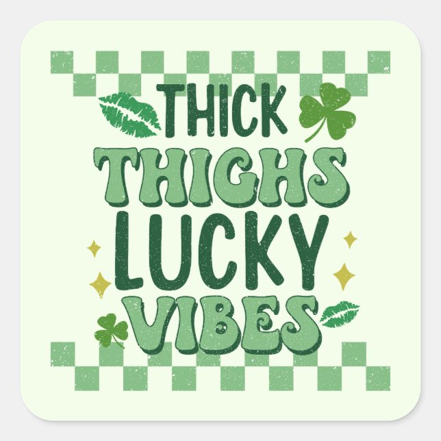 Sticker Carré Épais cuisses Lucky Vibes St. Patrick's Day (Devant)