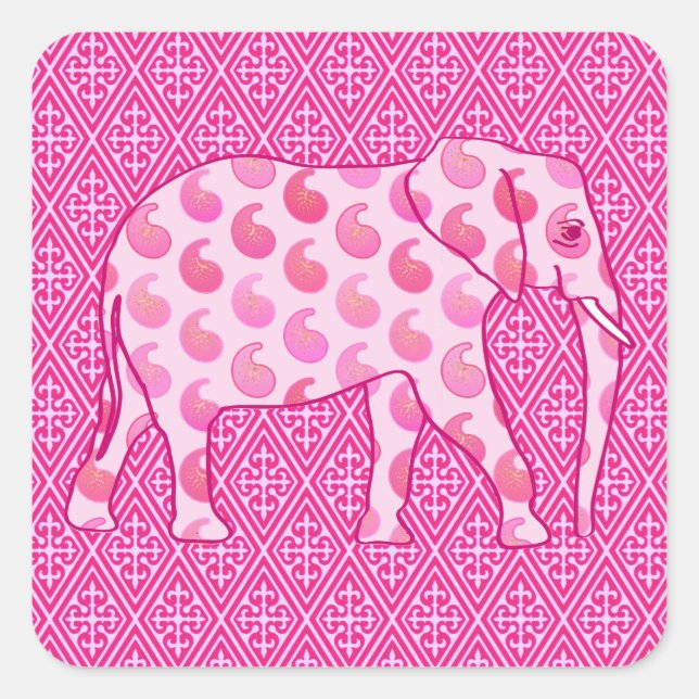 Sticker Carré Ephène de mer - rose glacé et fuchsia (Devant)