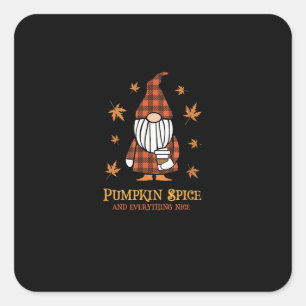 Sticker Carré Épice citrouille Et Tout Nice Automne Gnome Boire