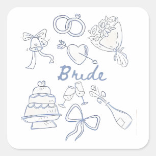 Sticker Carré Épouse Fiançailles Mariage Couples Épouse épouse