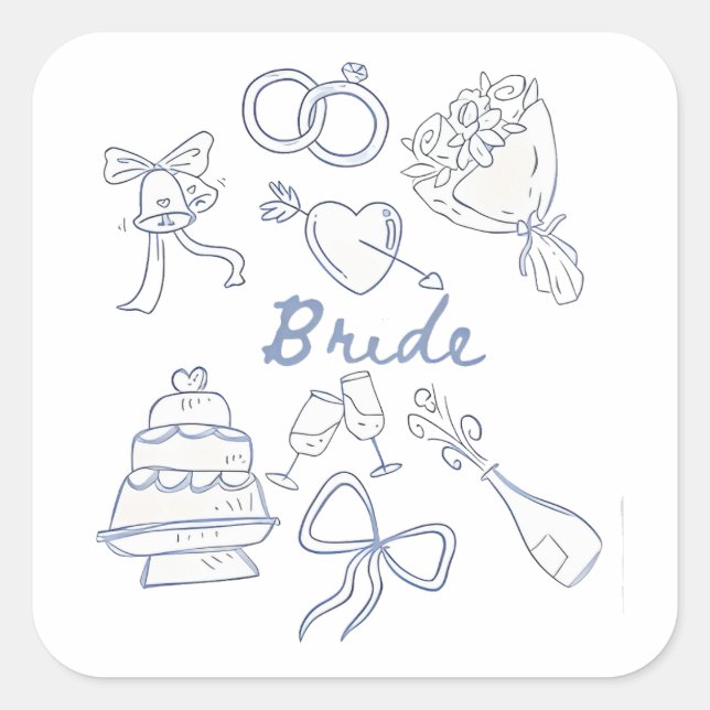 Sticker Carré Épouse Fiançailles Mariage Couples Épouse épouse (Devant)