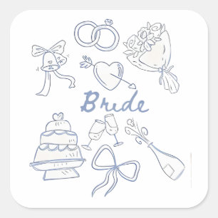 Sticker Carré Épouse Fiançailles Mariage Couples Épouse épouse