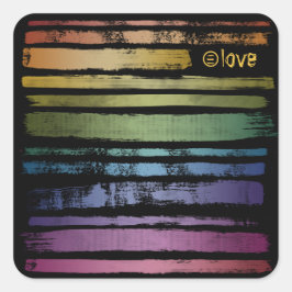 Sticker Carré Equality Love Rainbow Brush Strokes LGBTQ ID656
