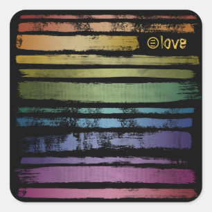 Sticker Carré Equality Love Rainbow Brush Strokes LGBTQ ID656