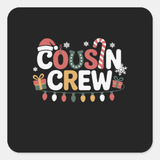 Sticker Carré Équipage de Cousin Noël Canne de Bonbon Lumineux C