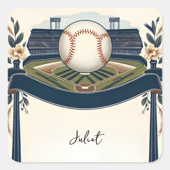 Sticker Carré Équipe championne de baseball de terrain de balle  (Devant)