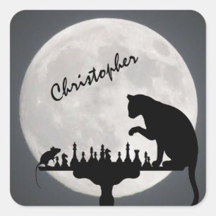 Sticker Carré Équipe cycliste Chess Full Moon Cat and Mouse Game