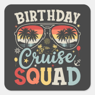 Sticker Carré Équipe de croisière d'anniversaire Groupe familial