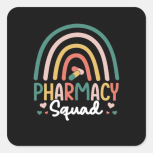 Sticker Carré Équipe de la pharmacie Arc-en-ciel