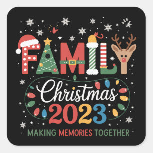 Sticker Carré Équipe de Noël 2025 Nous sommes une famille Fête f