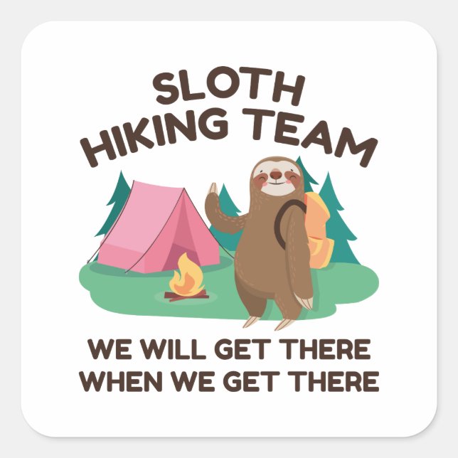 Sticker Carré Équipe de Sloth Randonnée (Devant)