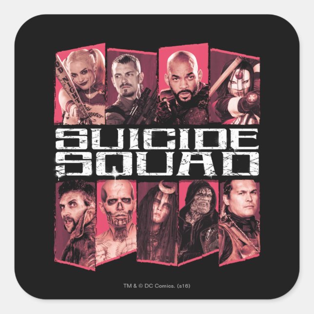 Sticker Carré Équipe de suicide | Emblème du groupe X de la Task (Devant)