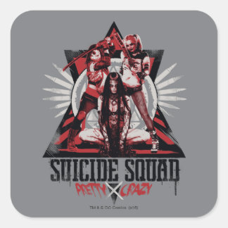 Sticker Carré Équipe de suicide | Jolies filles d'escouade folle