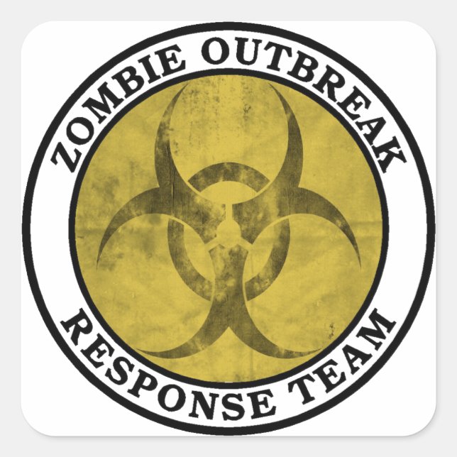 Sticker Carré Équipe d'intervention en cas d'éclosion de zombie  (Devant)