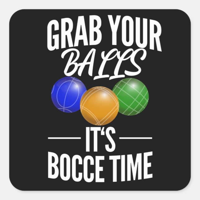 Sticker Carré Équipe Joueur-Boules de Bocce Funny (Devant)
