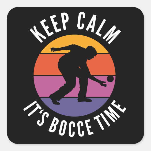 Sticker Carré Équipe Joueur-Boules de Bocce Funny (Devant)