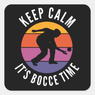 Sticker Carré Équipe Joueur-Boules de Bocce Funny