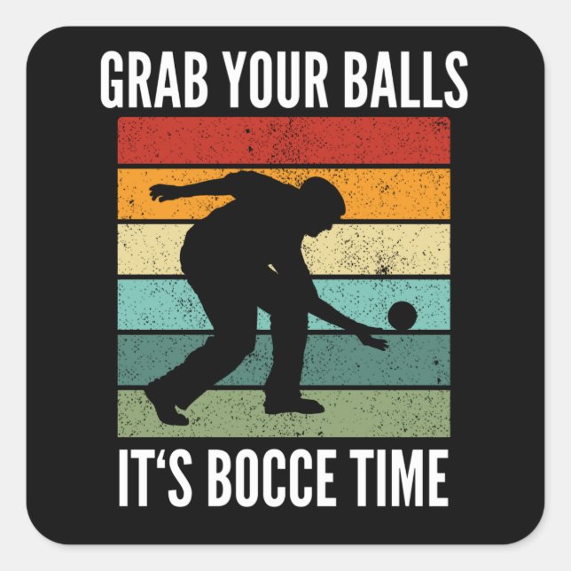 Sticker Carré Équipe Joueur-Boules de Bocce Funny (Devant)