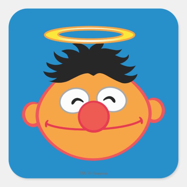 Sticker Carré Ernie Souriant visage avec Halo (Devant)