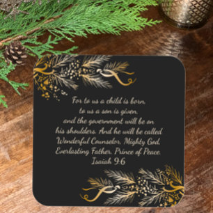 Sticker Carré Ésaïe 9:6 Pour Nous Un Enfant Est Né Bible Noël