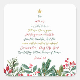 Sticker Carré Ésaïe 9:6 Pour nous un enfant est né Noël