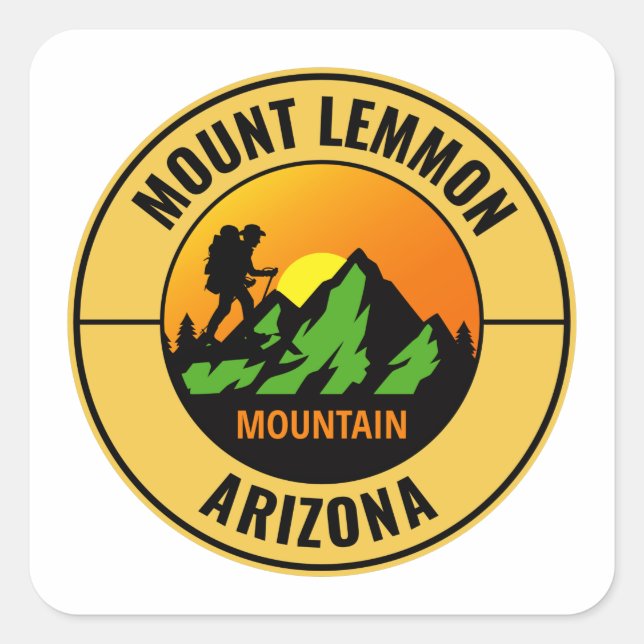 Sticker Carré Escalade Randonnée Mount Lemmon Arizona (Devant)