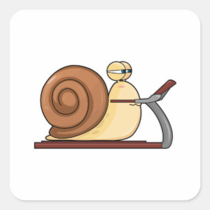Sticker Carré Escargot à Jogging sur tapis roulant