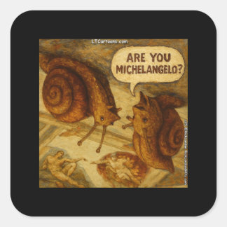 Sticker Carré Escargot Curieux & Dessin Animé Parodique de Miche