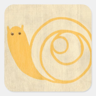 Sticker Carré Escargot jaune sur Arrière - plan crème