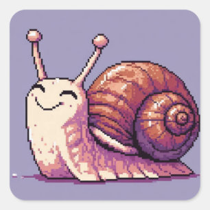 Sticker Carré Escargot souriant