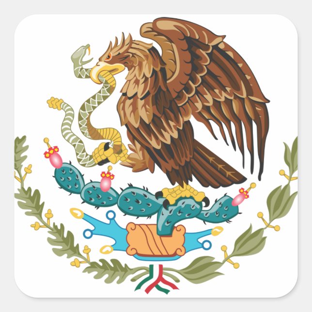 Sticker Carré Escudo Nacional de México - Emblema Mexicano (Devant)