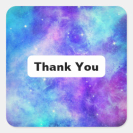 Sticker Carré Espace Galaxy violet et bleu Merci Abstrait