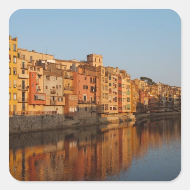 Sticker Carré Espagne. Catalogne. Gérone. Maisons sur l'Onyar (Devant)