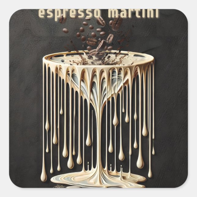 Sticker Carré Espresso Martini Cocktail Heure (Devant)