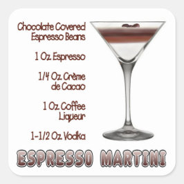 Sticker Carré Espresso Martini Cocktail Recette Art