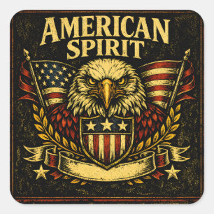 Sticker Carré Esprit américain – Fierté nationale Héritage