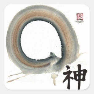 Sticker Carré Esprit Enso, kanji pour l'esprit