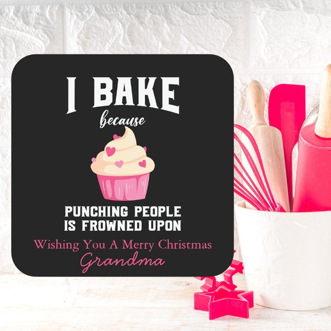 Sticker Carré Esprits de pâtisserie rose et noir Noël lumineux (Créateur téléchargé)
