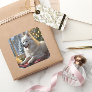 Sticker Carré Esquimau américain avec lumières de Noël pour les