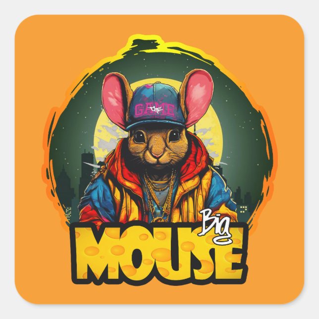 Sticker Carré Estampa Hip Hop - Big mouse - Adesivo (Devant)
