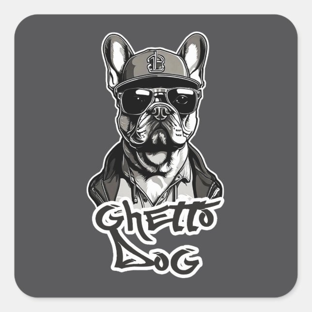 Sticker Carré Estampa Hip Hop - Ghetto Dog - Adesivo (Devant)