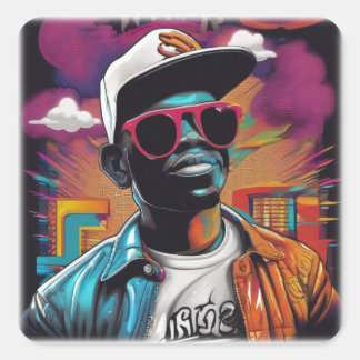 Sticker Carré Estampa Hip Hop - Street Graffiti Art - Adesivo