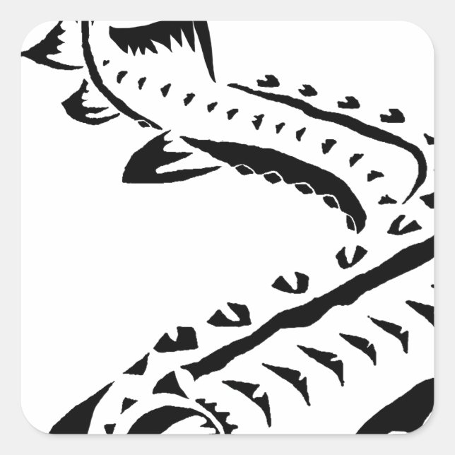 Sticker Carré Esturgeon tribal - Huso Beluga (Devant)