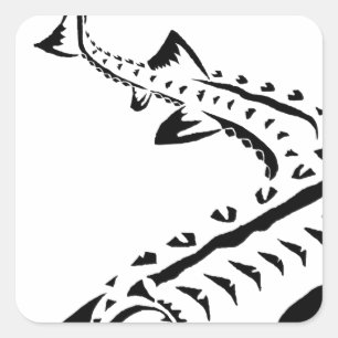 Sticker Carré Esturgeon tribal - Shovelnose