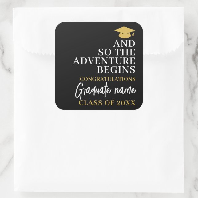 Sticker Carré Et Donc L'Aventure Commence La Graduation Black Go (Sac)