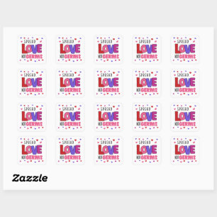 Sticker Carré Étaler l'amour non Germes Valentines Sanitizer à l