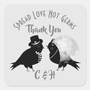 Sticker Carré Étaler l'amour pas Germes mignons Inséparables Mar