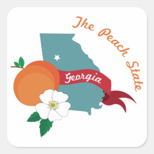 Sticker Carré Etat de Georgia Peach