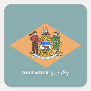 Sticker Carré État du drapeau du Delaware